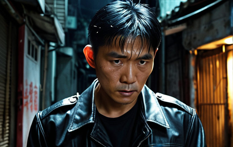 **
A stylistic shot inspired by *Infernal Affairs*, capturing Tony Leung as Yan, an undercover cop, tormented by his identity, in a dimly lit Hong Kong back alley. Focus on his internal struggle and isolation, with a melancholic atmosphere.
**